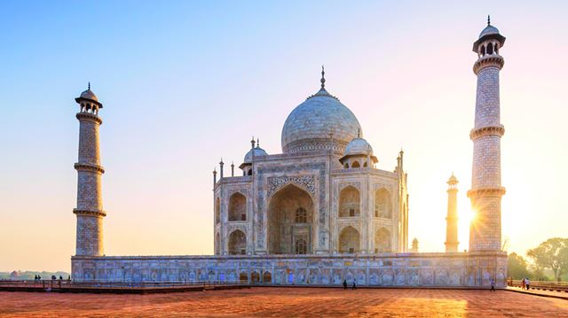 mosque with sunset behind 